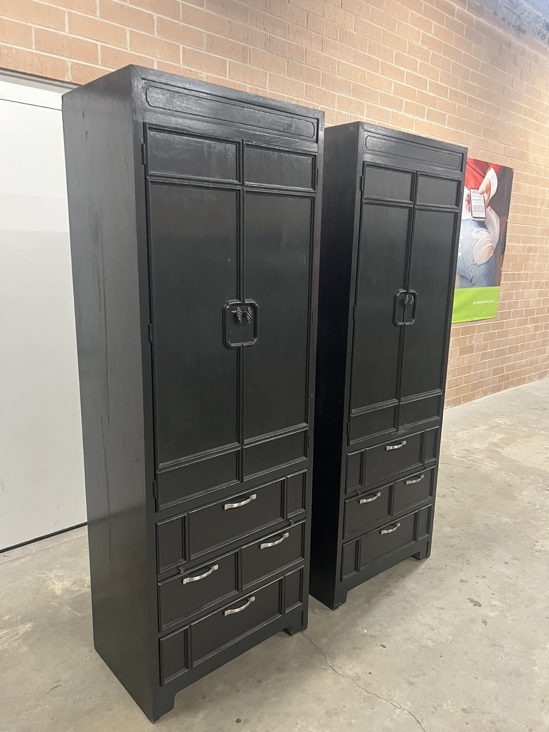 Thomasville set of 2 tall cabinets campaign style - photo 4