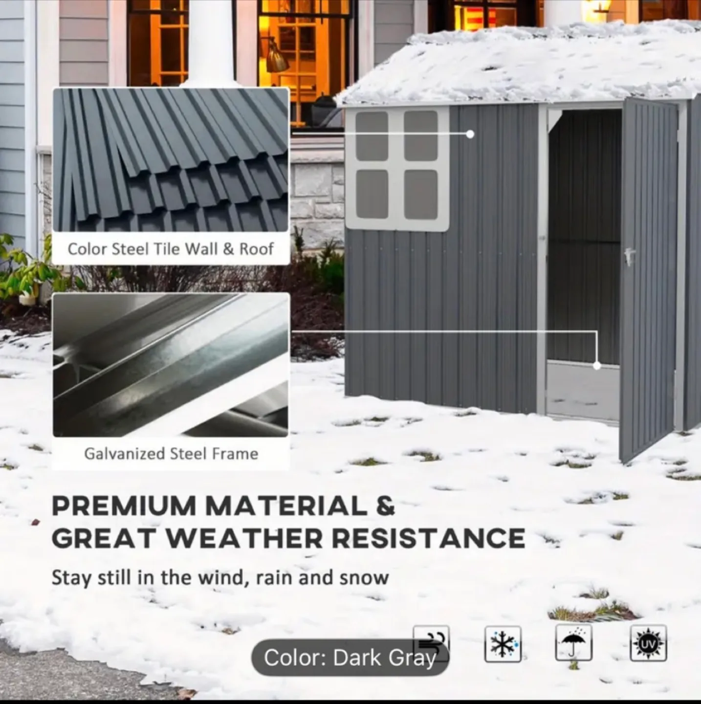 Dark Gray Metal Storage Shed image indicator(5)