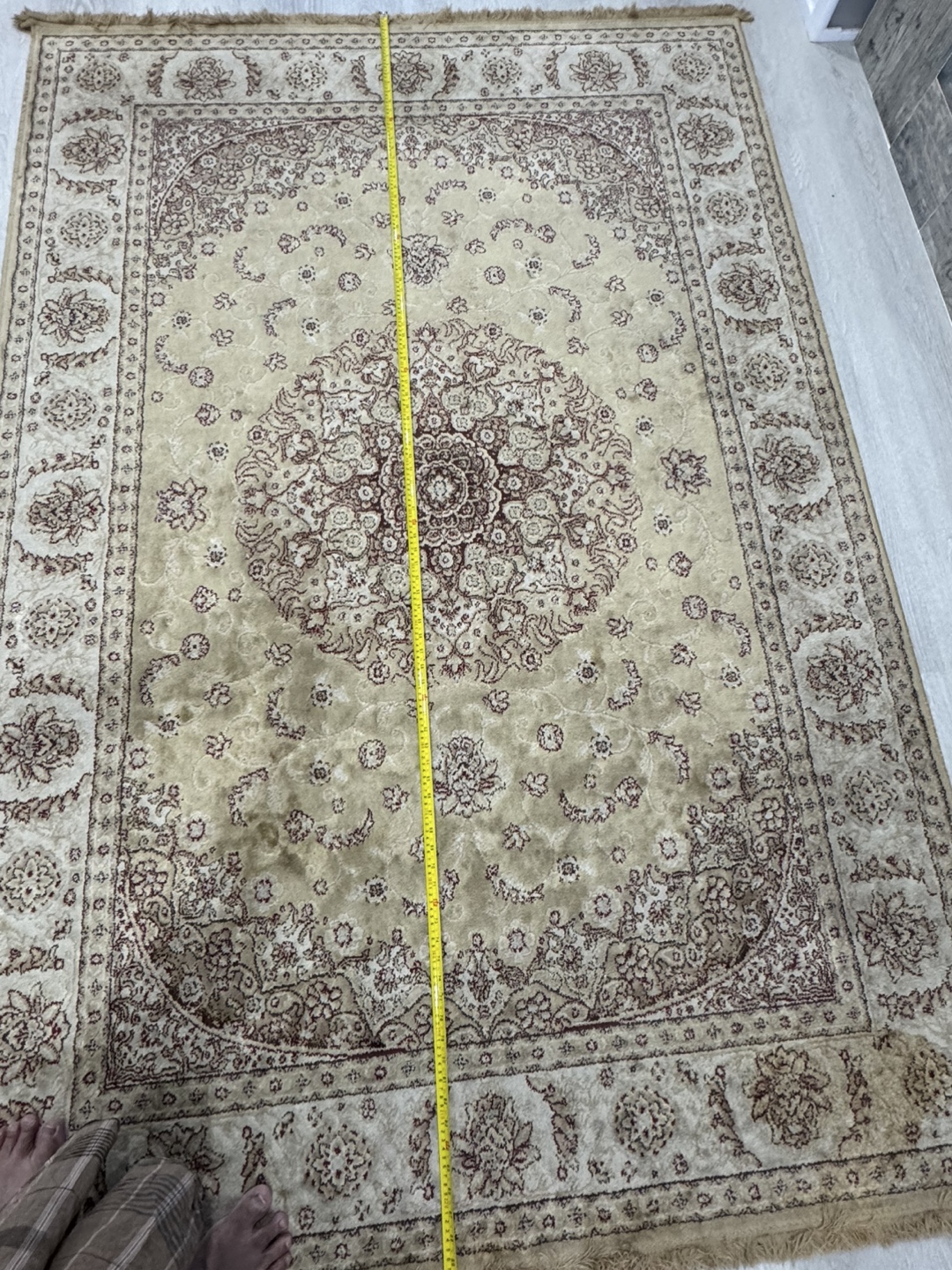 Large Beige and Brown Oriental Rug - 6ft x 9ft - photo 2