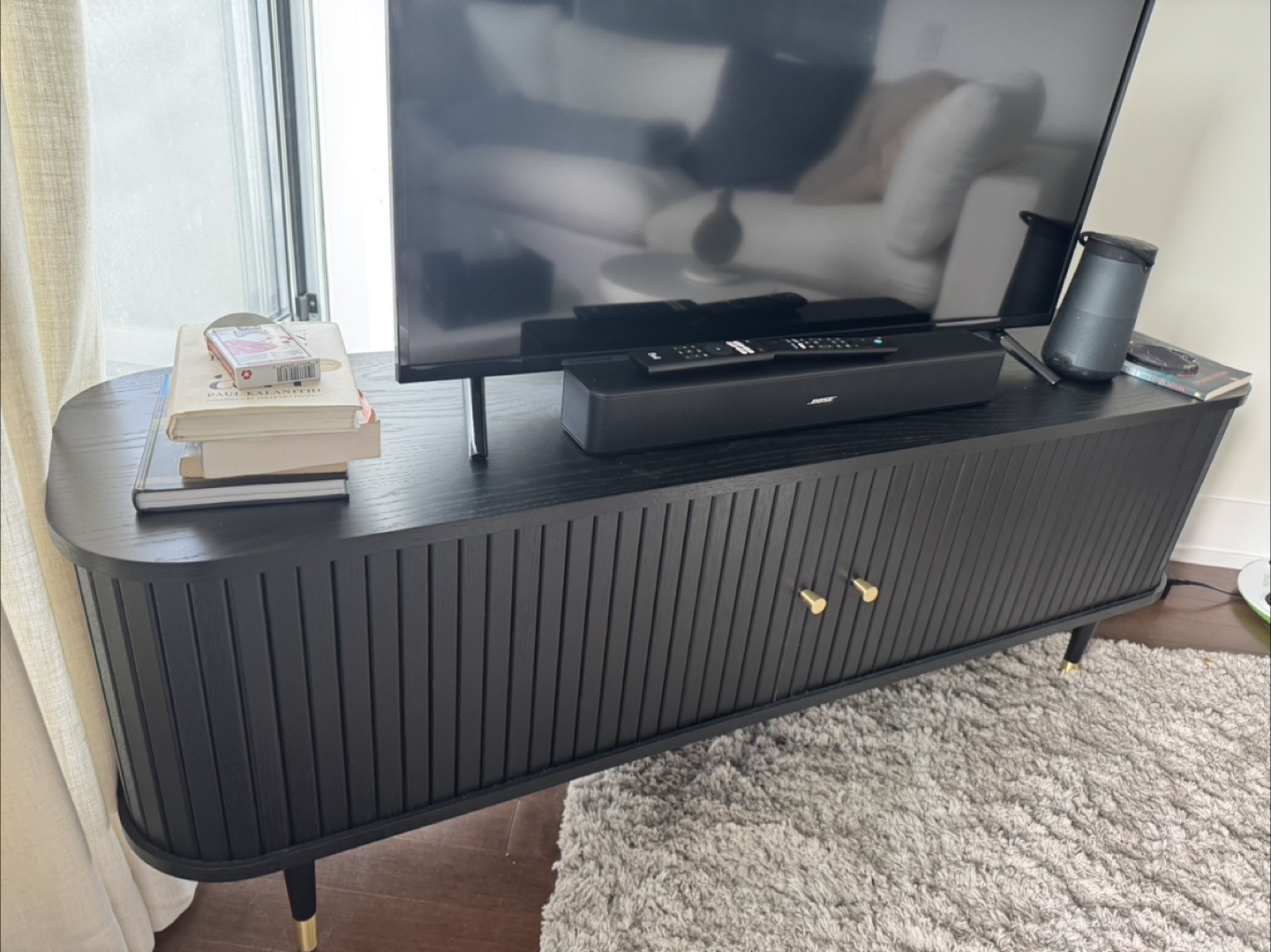 Mid-Century Modern Black TV Stand - photo 2