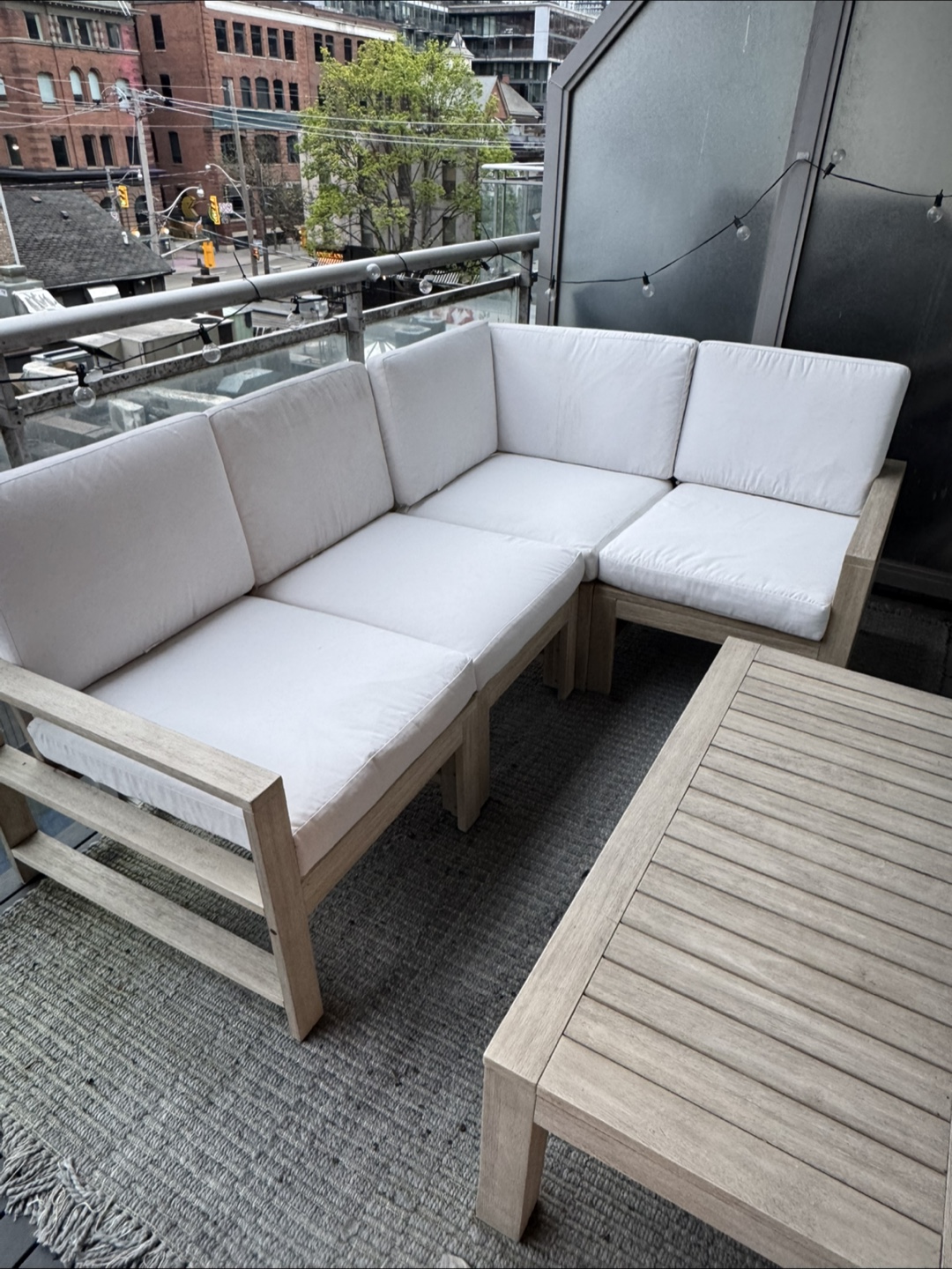 Outdoor Patio Sectional Sofa Set with Coffee Table