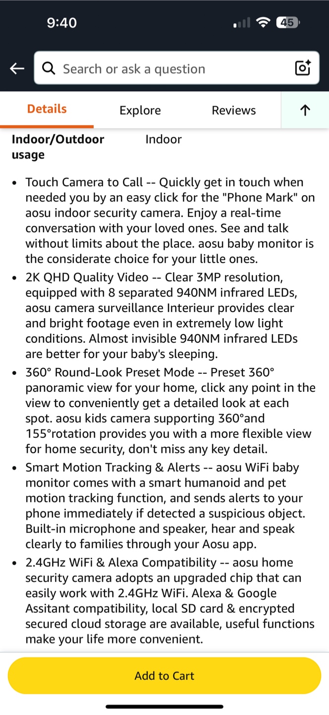 3 Aosru 2K Security Camera - Indoor Smart Baby Monitor - photo 3