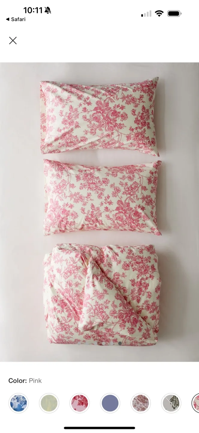 Urban Outfitters Toile Duvet Cover Set - Full/Queen - Pink image indicator(4)