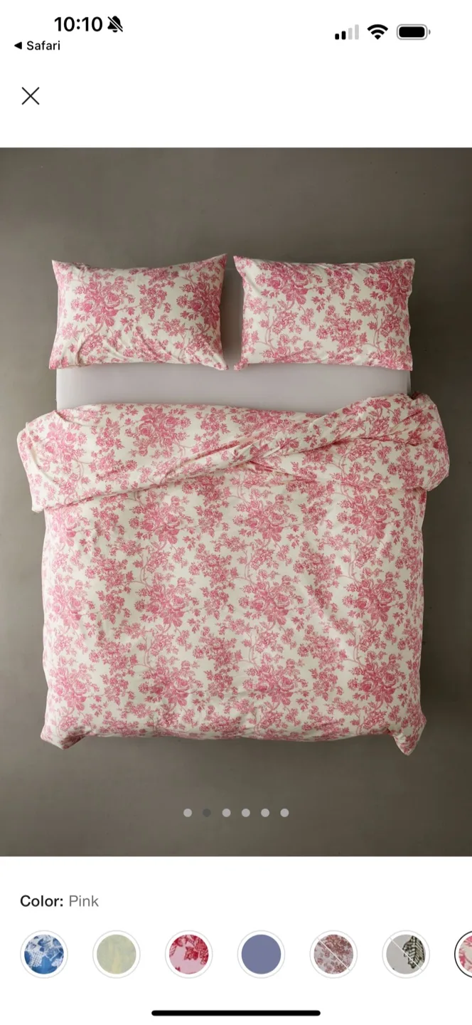 Urban Outfitters Toile Duvet Cover Set - Full/Queen - Pink image indicator(2)