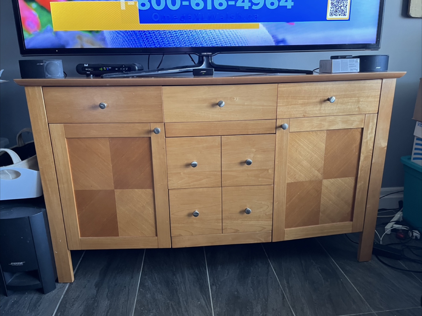 Solid Teak Wood Media Console/Cabinet