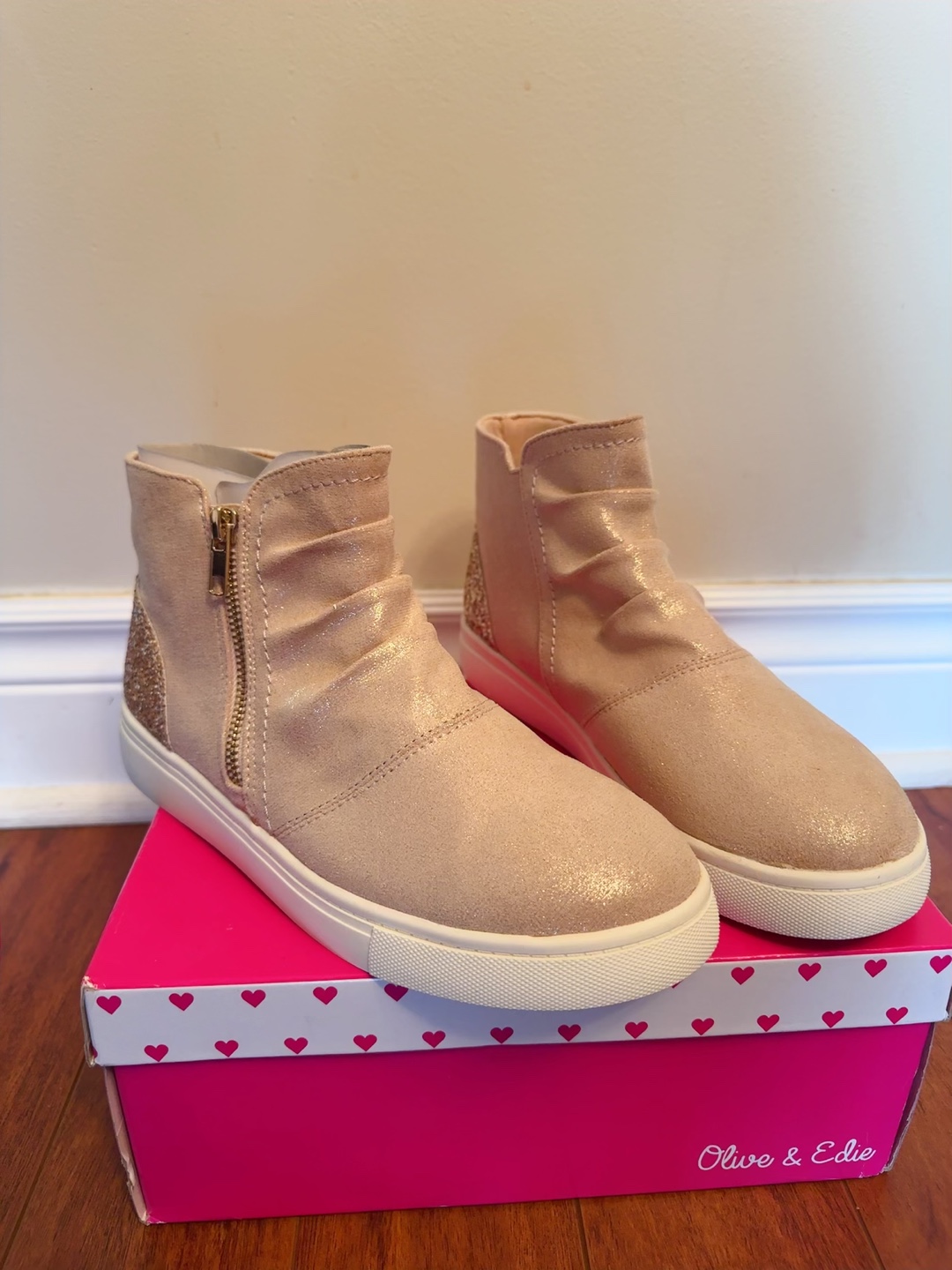 Girls' Olive & Eddie Glitter High-Top Sneakers youth 5