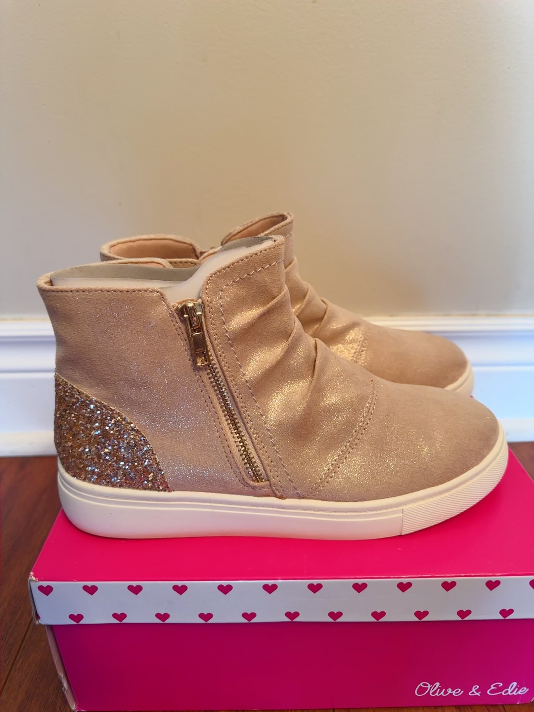 Girls' Olive & Eddie Glitter High-Top Sneakers youth 5 - photo 2