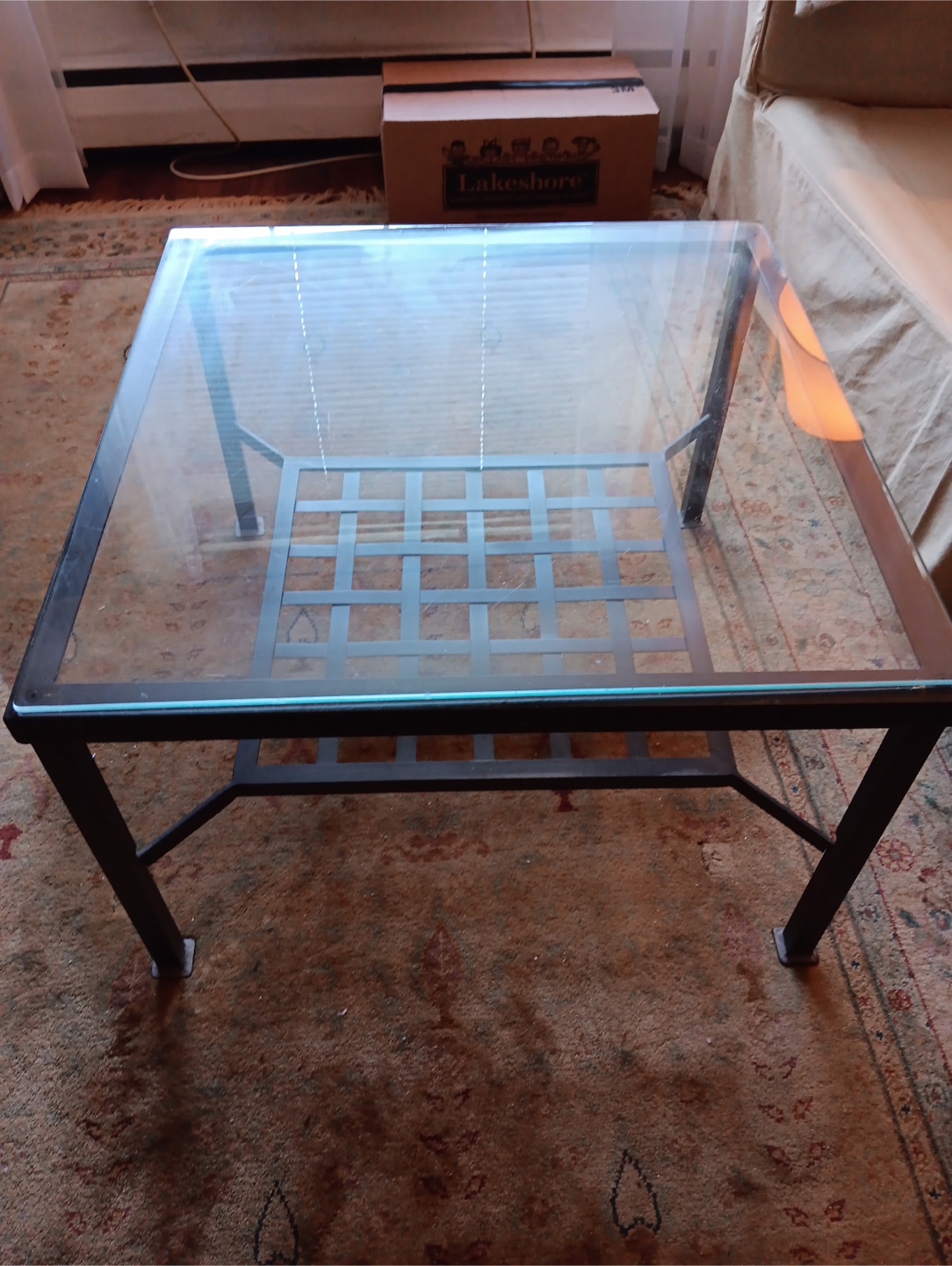 Glass-top Metal Coffee Table