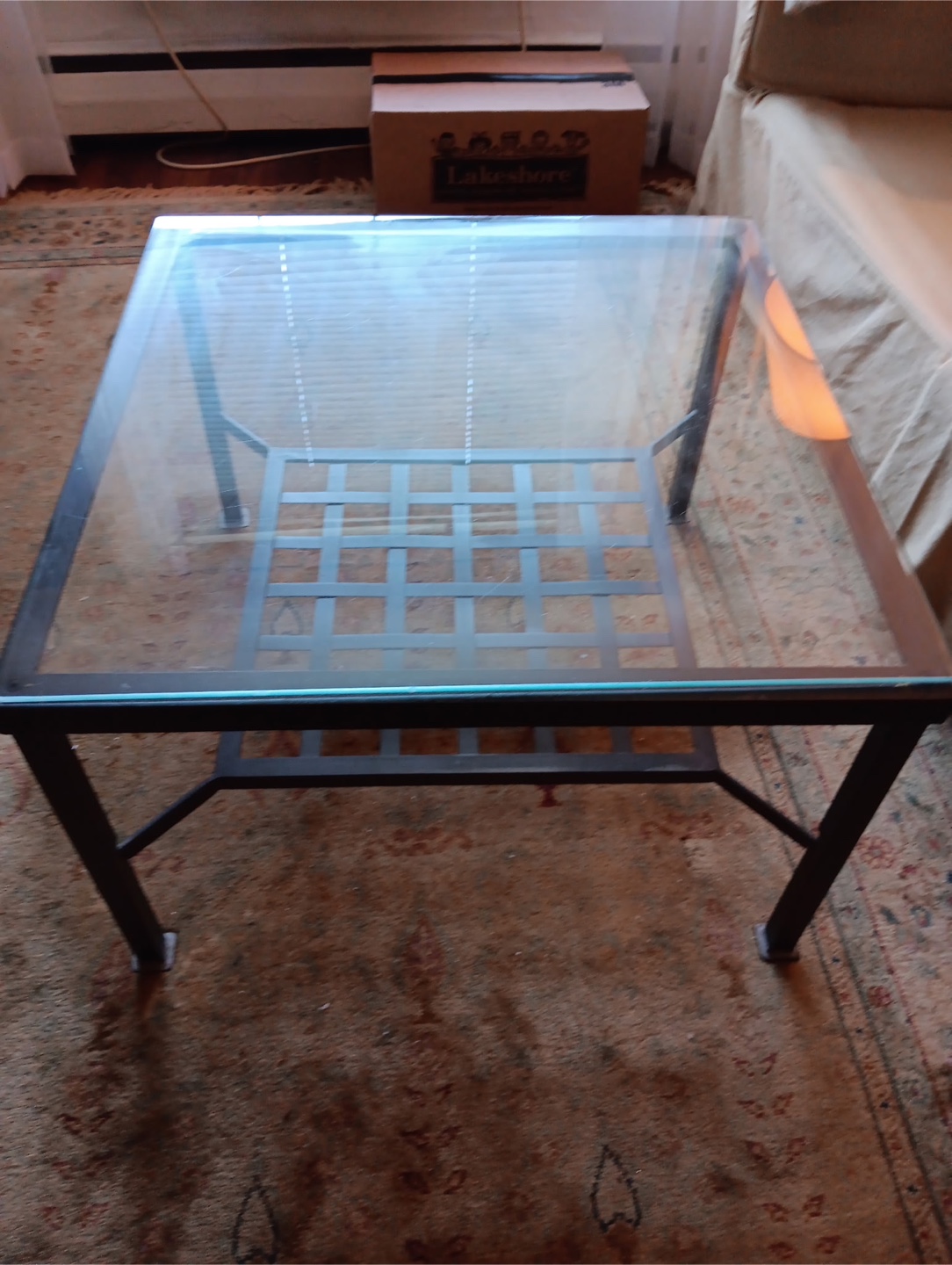Glass-top Metal Coffee Table - photo 2
