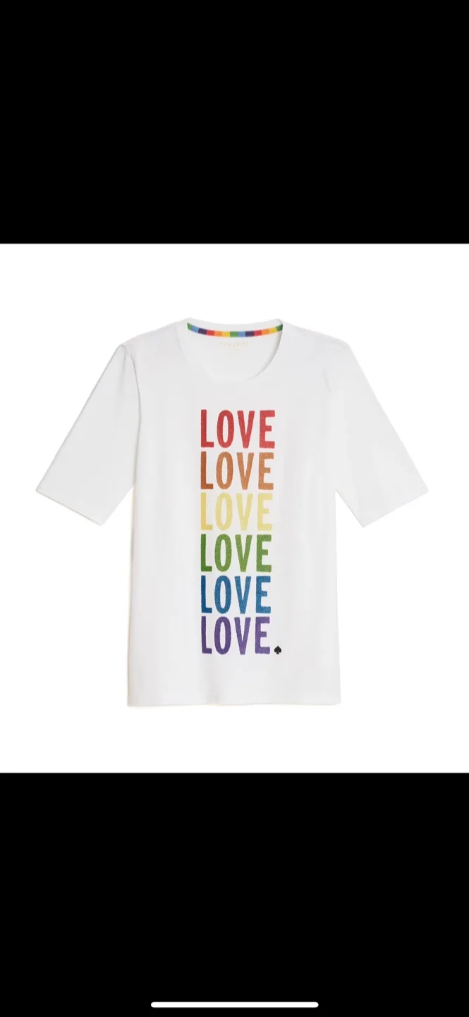 Kate Spade Pride Glitter Rainbow Love Cotton T-Shirt Size M image indicator(5)