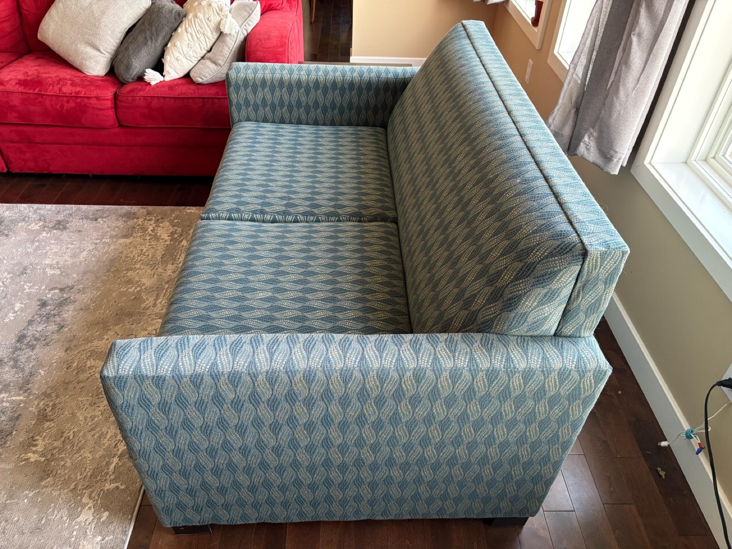 Blue patterned futon sofa bed - photo 2