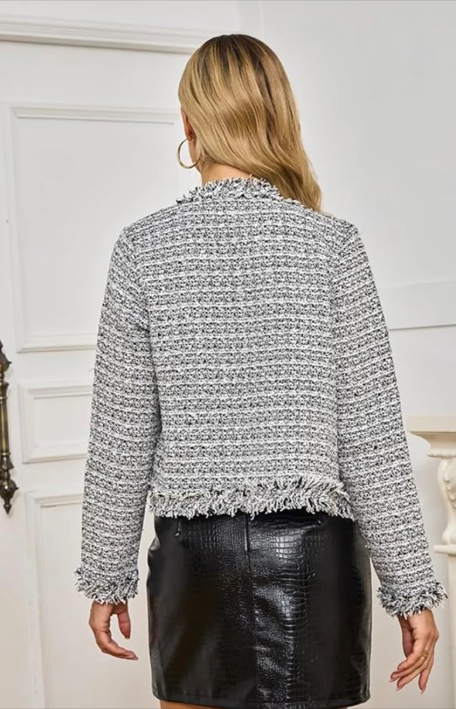 Sioni Women's Size Large Grey and Blue Tweed Jacket image indicator(2)