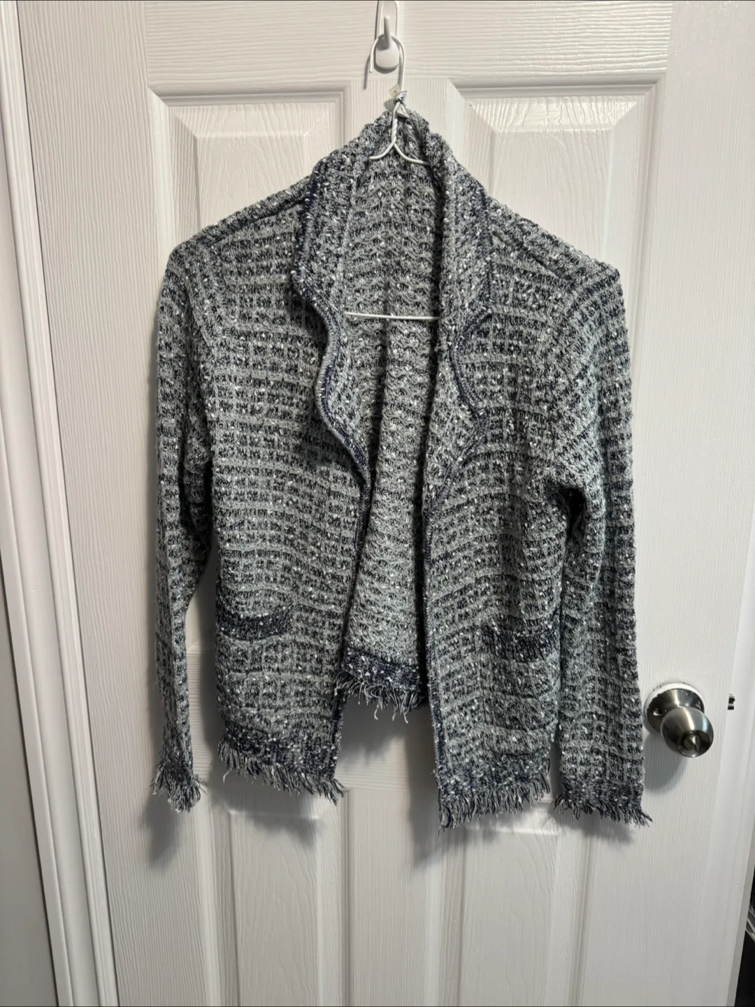 Sioni Women's Size Large Grey and Blue Tweed Jacket image indicator(3)