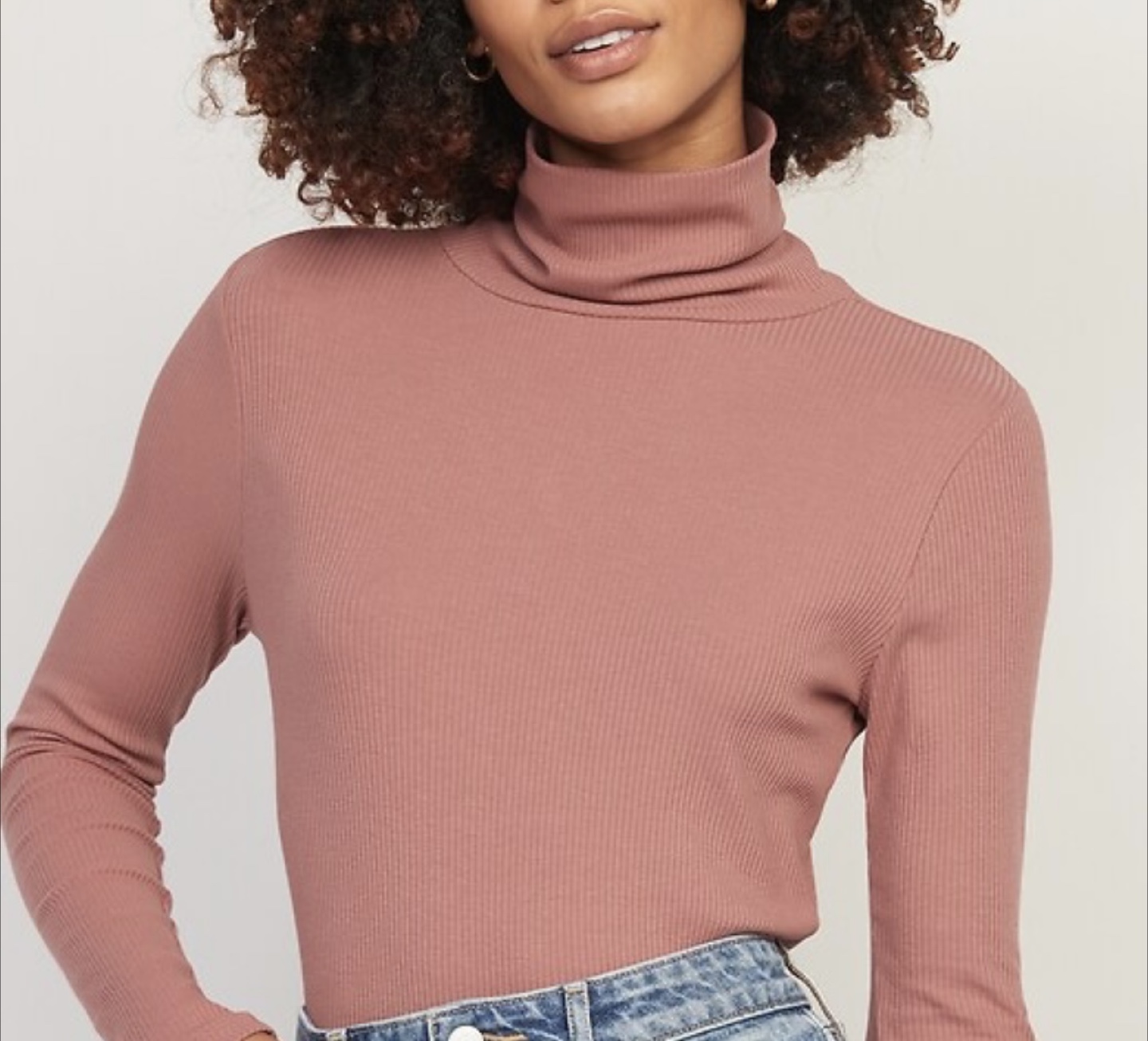 Ambiance Pink Ribbed Long Sleeve Top - Size Large