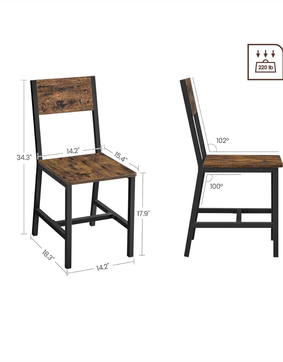 Industrial Dining Chairs - Set of 2 (comes assembled) - photo 4