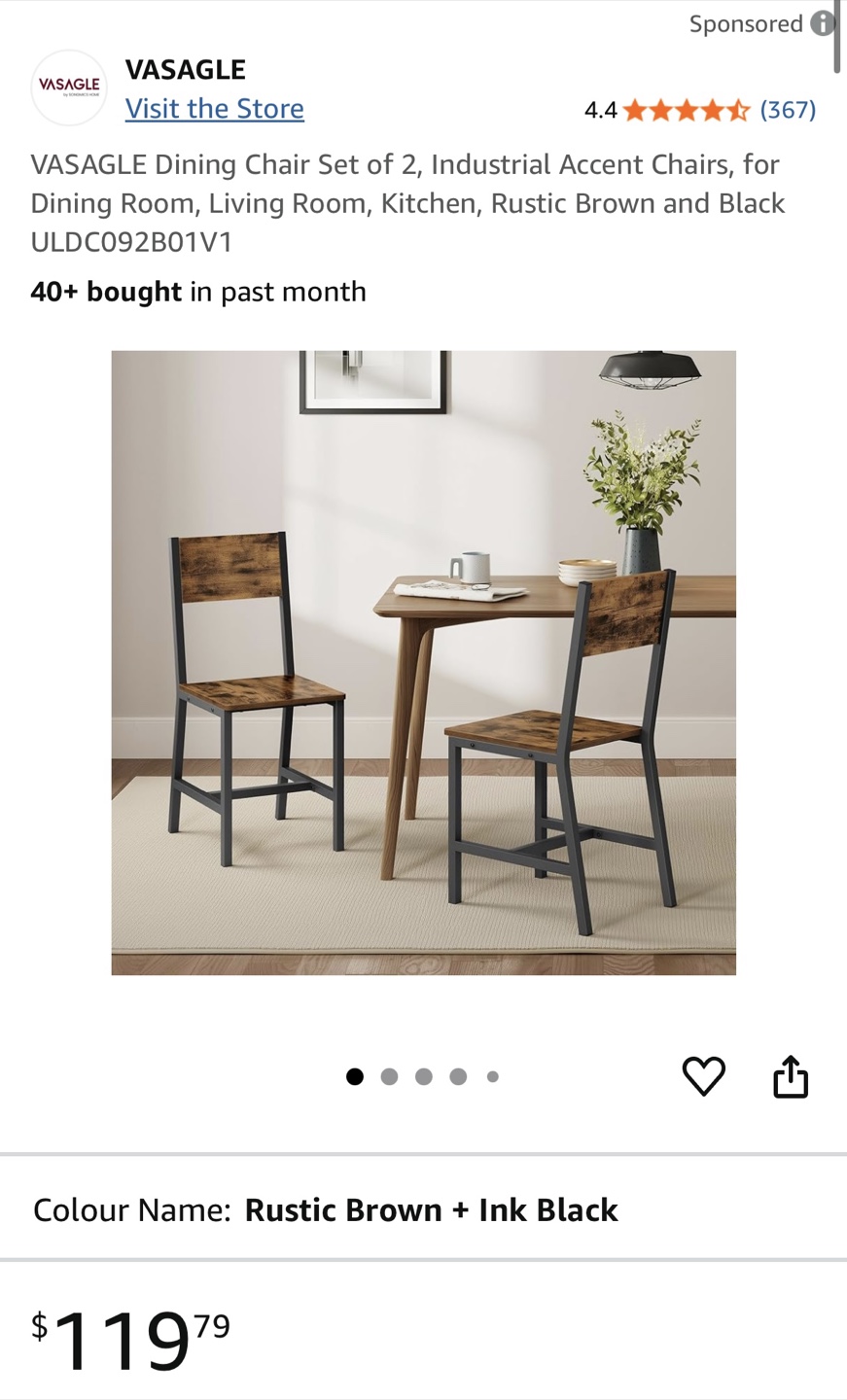 Industrial Dining Chairs - Set of 2 (comes assembled) - photo 3