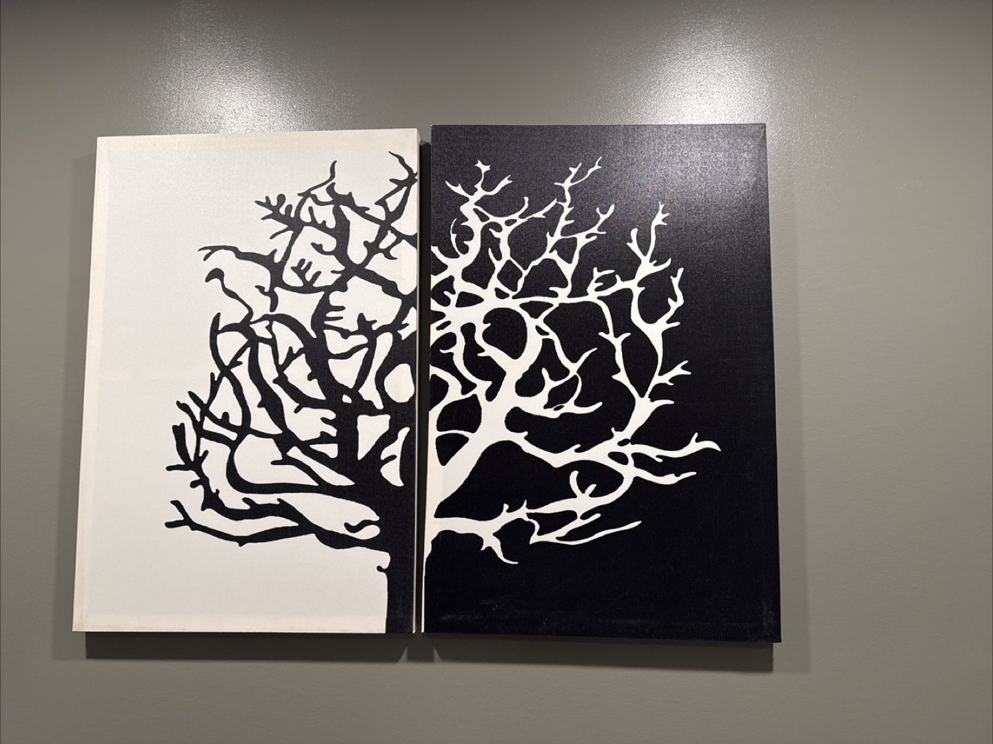 Diptych Canvas Wall Art - Black and White Tree