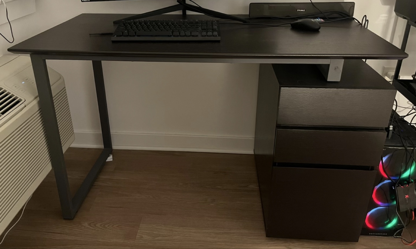 Dark Brown Computer Desk with File Cabinet