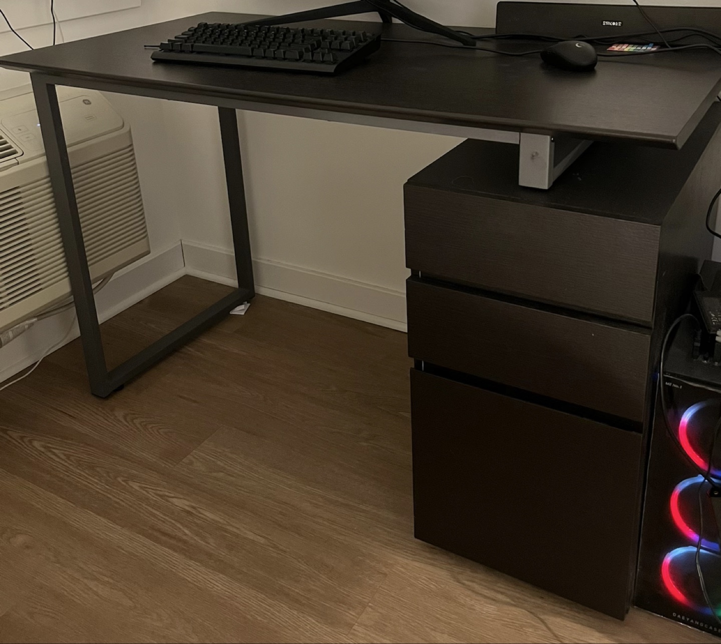 Dark Brown Computer Desk with File Cabinet - photo 2