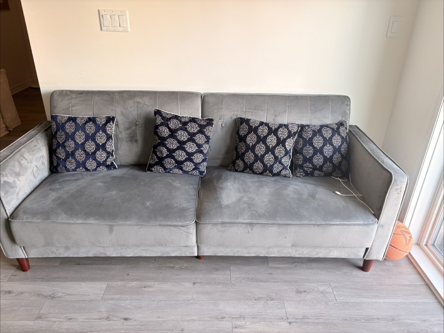 Grey Velvet Sofa Bed - photo 2
