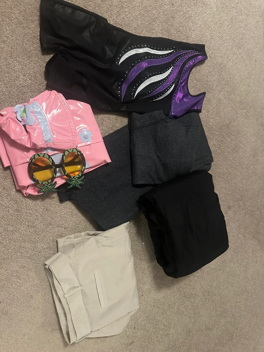 Girls' Gymnastics Leotard, Raincoat, and Pants Bundle