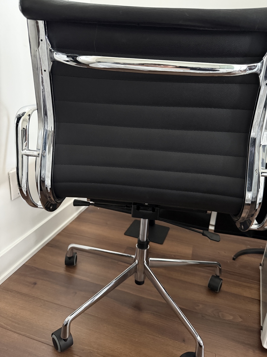Eames Office Chair Dupe - Black Leather with Chrome Base - photo 2