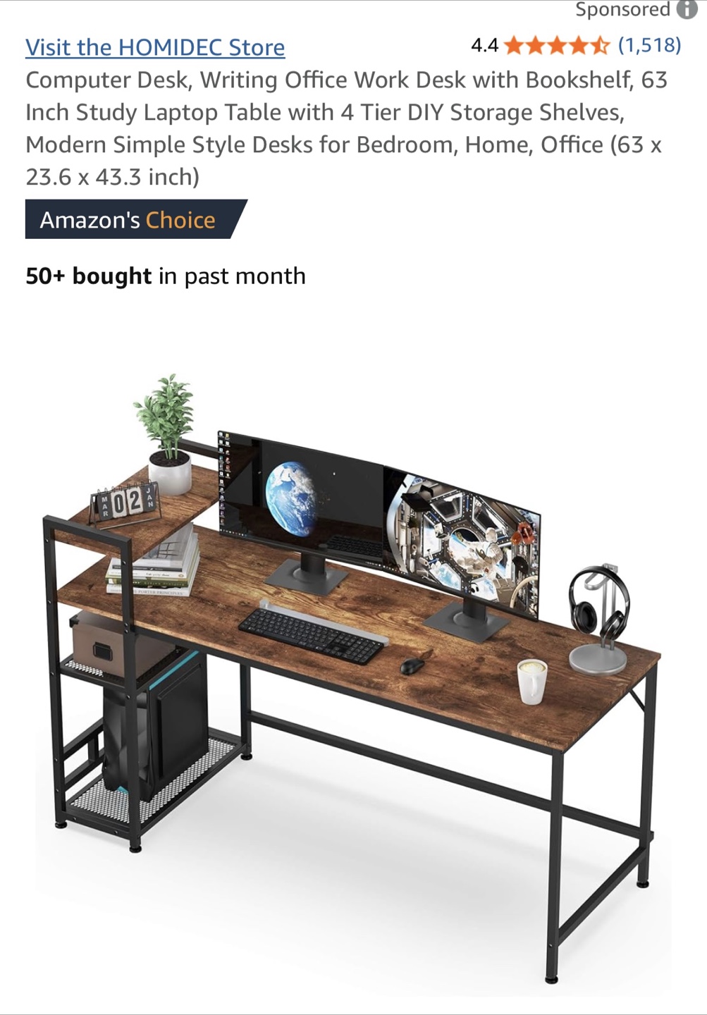 Computer Desk with Bookshelf (comes assembled) - photo 5
