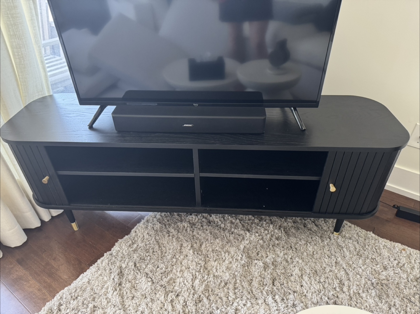 Mid-Century Modern Black TV Stand