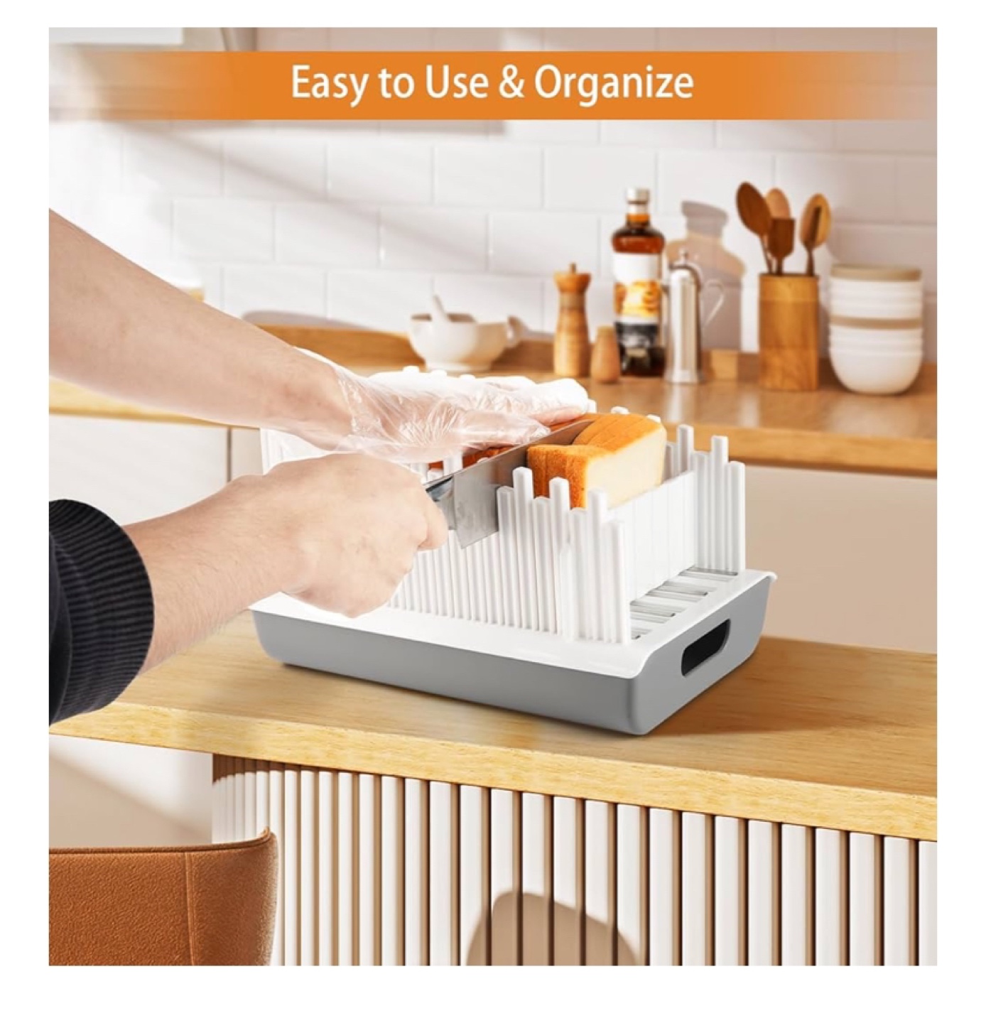 Bread Slicer with Tray - Easy to Use Kitchen Organizer - photo 2