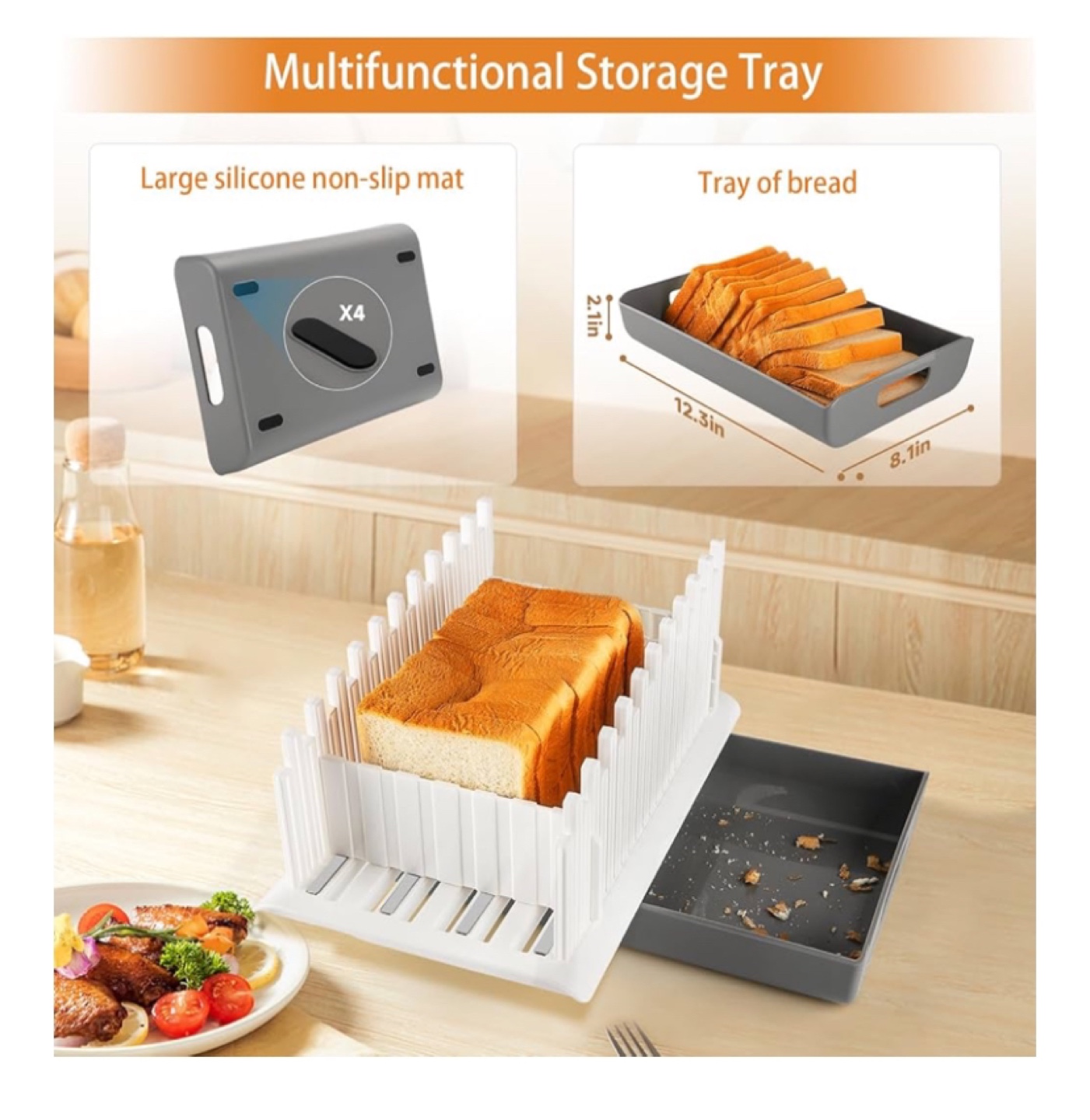 Bread Slicer with Tray - Easy to Use Kitchen Organizer