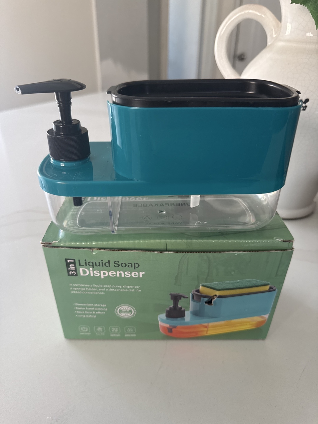 3-in-1 Liquid Soap Dispenser with Sponge Holder - photo 2