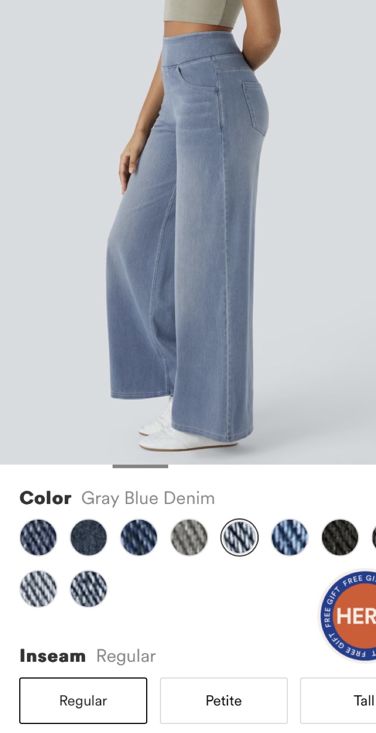 Halara Wide Leg Jeans - Gray Blue Denim - Size XS - photo 2