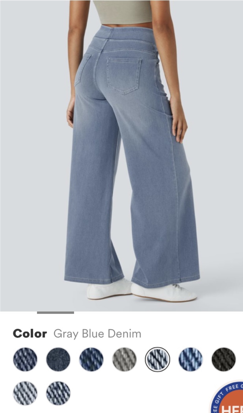 Halara Wide Leg Jeans - Gray Blue Denim - Size XS - photo 3