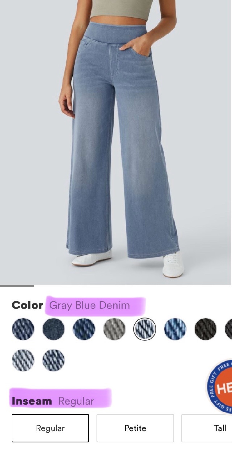 Halara Wide Leg Jeans - Gray Blue Denim - Size XS