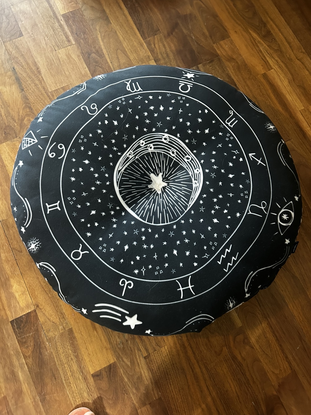 Large Round Black and White Zodiac Floor / Meditation  Cushion