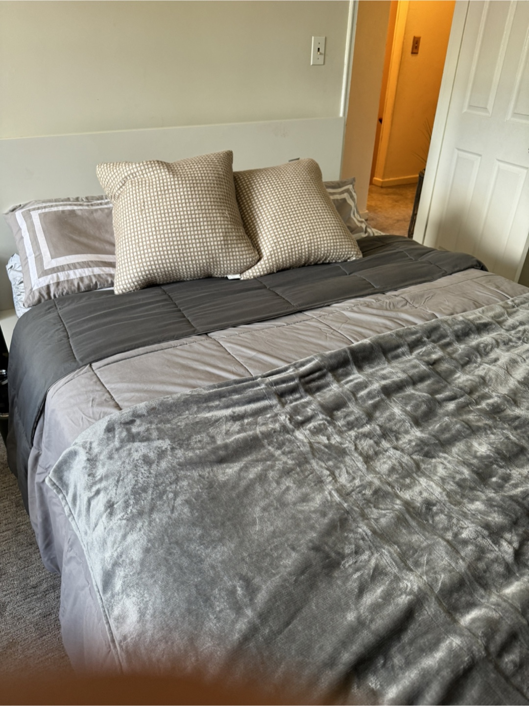 Queen Size Ikea Bed and Serta Mattress with Pillows
