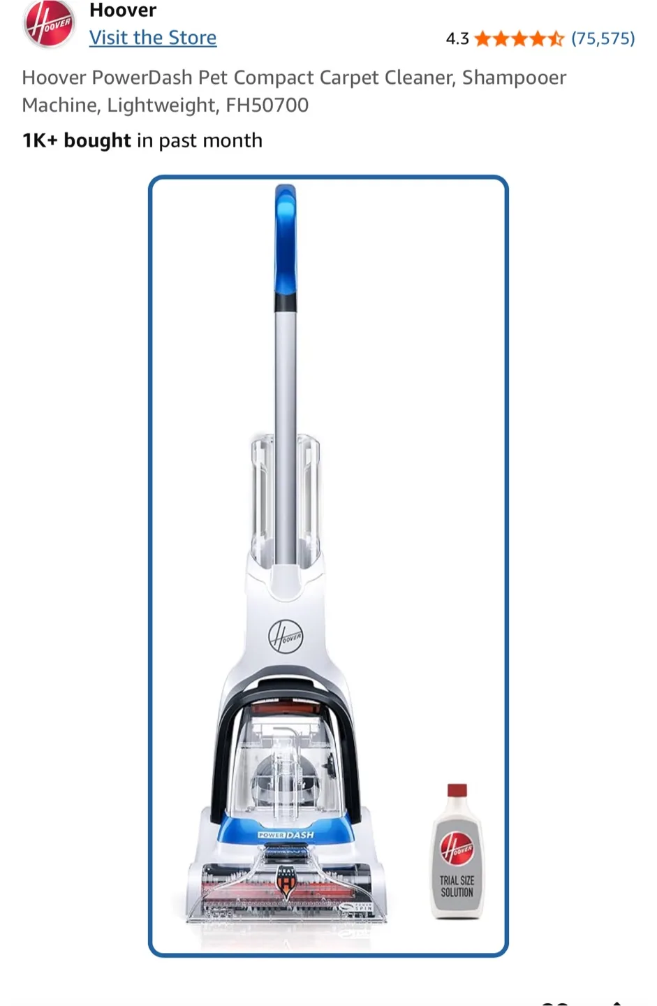 Hoover PowerDash Pet Compact Carpet Cleaner FH50700 thumbnail