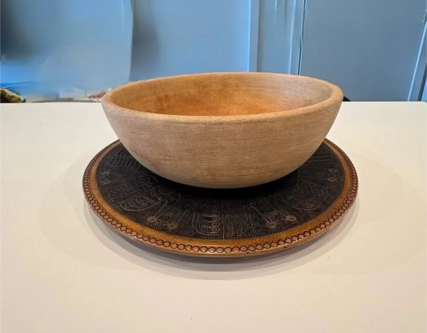 Vintage Wooden Bowl and Serving Platter Set image indicator(2)