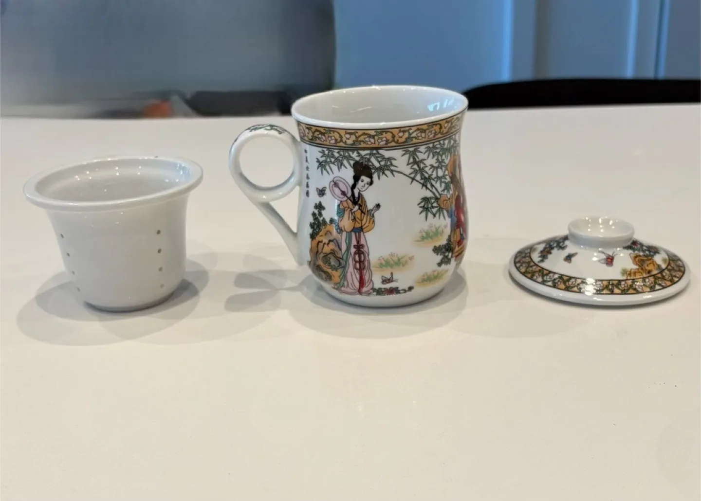 Vintage Asian-inspired Tea Cup with Infuser and Lid image indicator(2)