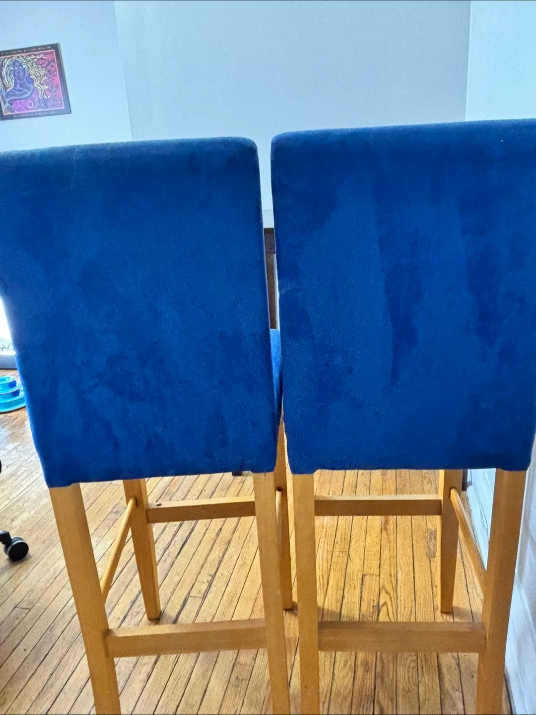 Pair of Blue Velvet Bar Stools image indicator(4)