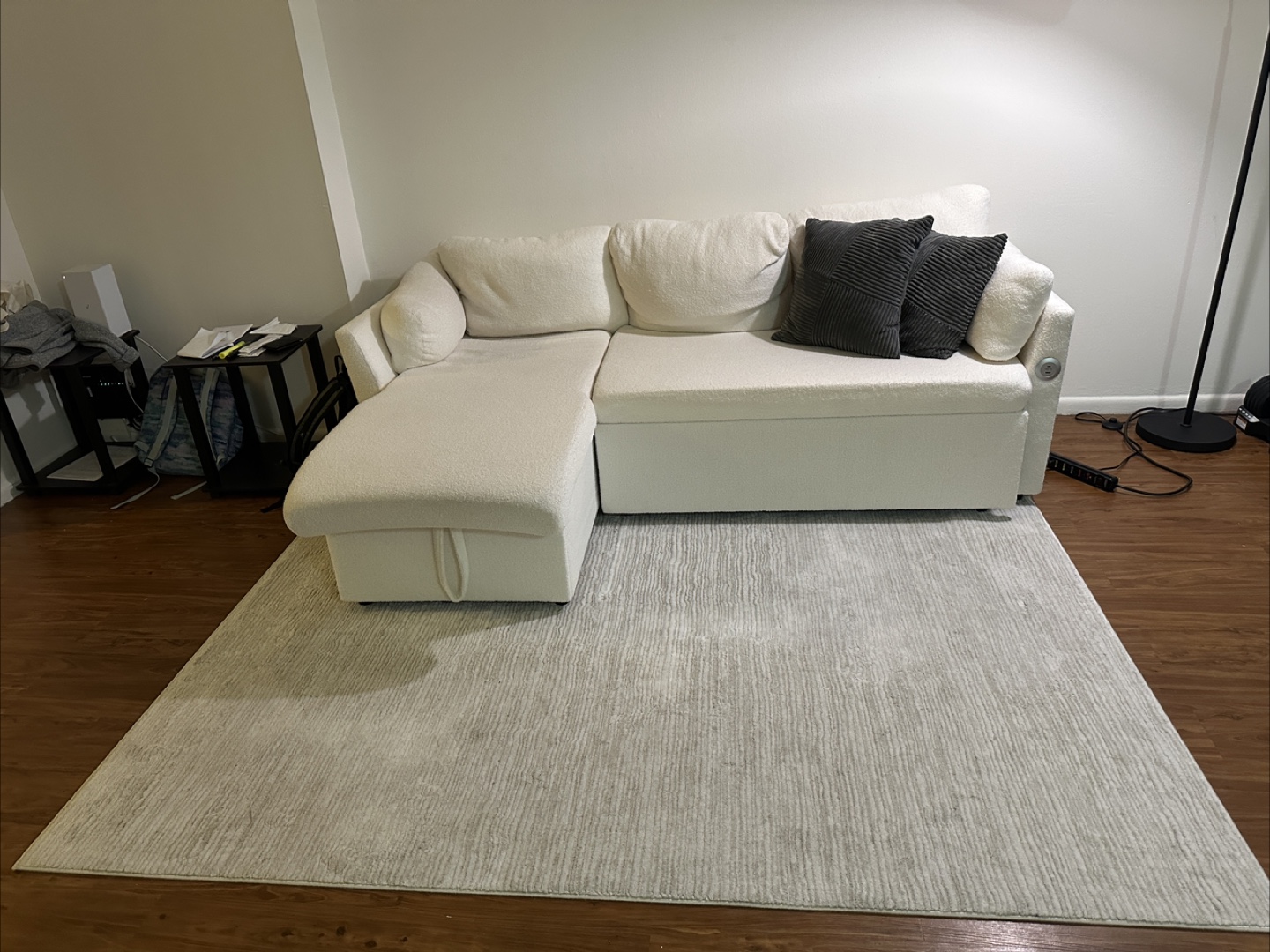 White Sectional Sofa with Pull-Out Bed - photo 2