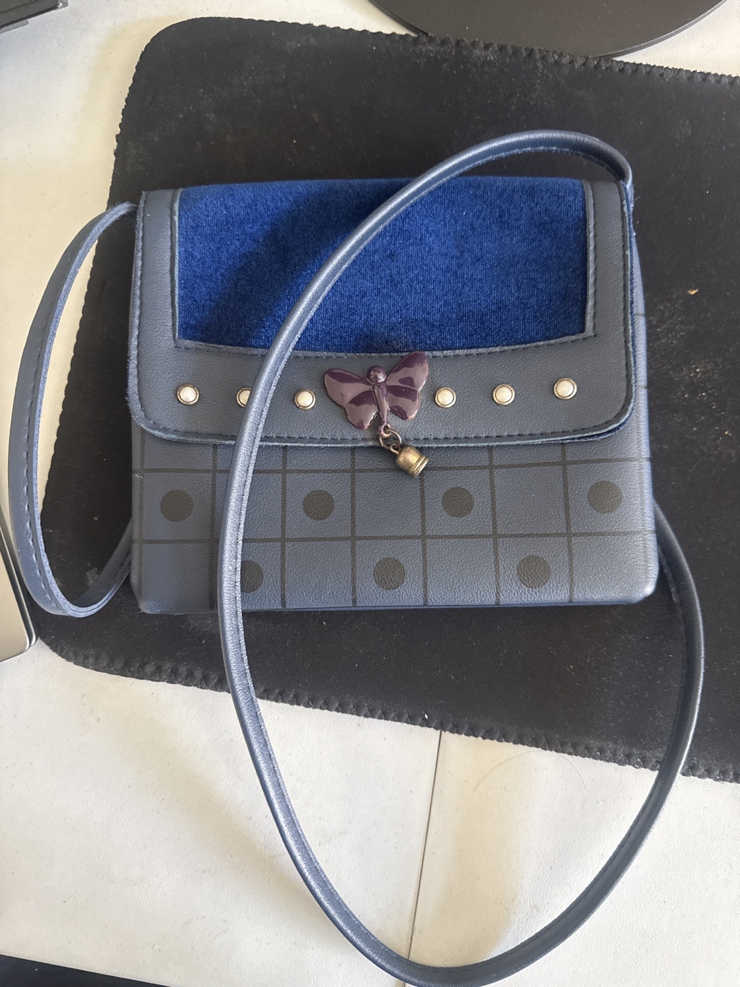 Cute Blue and Grey Crossbody Purse