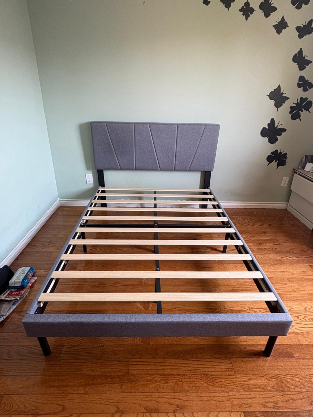 Grey Double Bed Frame with Headboard - photo 3