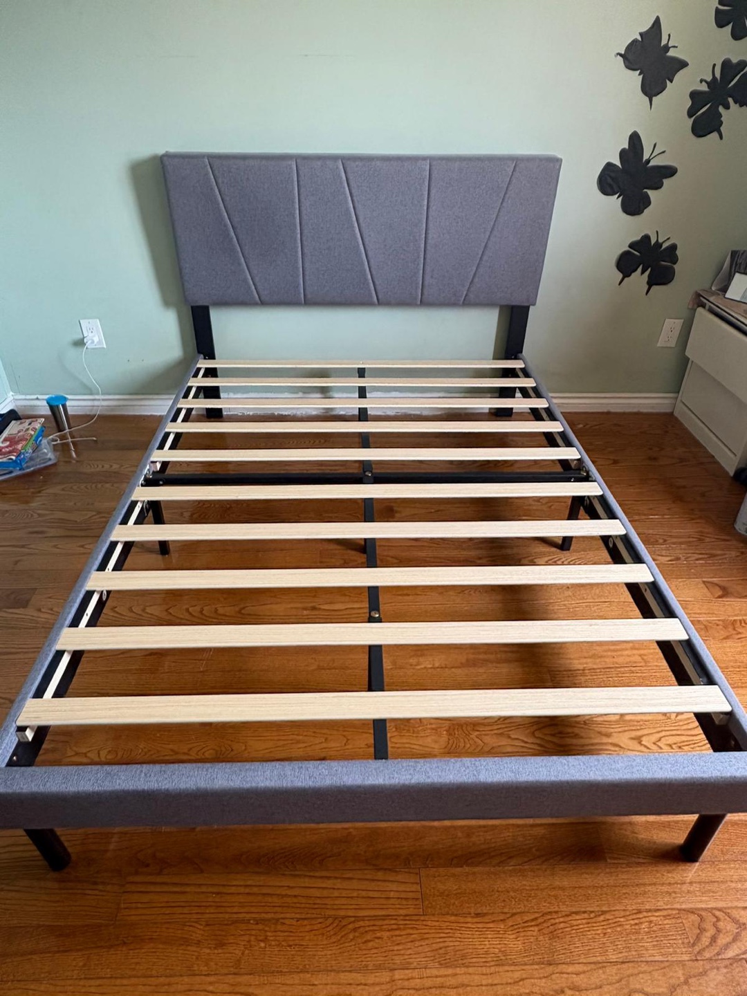 Grey Double Bed Frame with Headboard - photo 2
