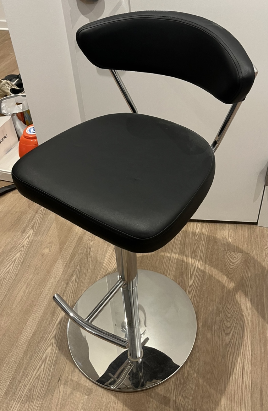 Black and Chrome Adjustable Bar Stool x2 - photo 2