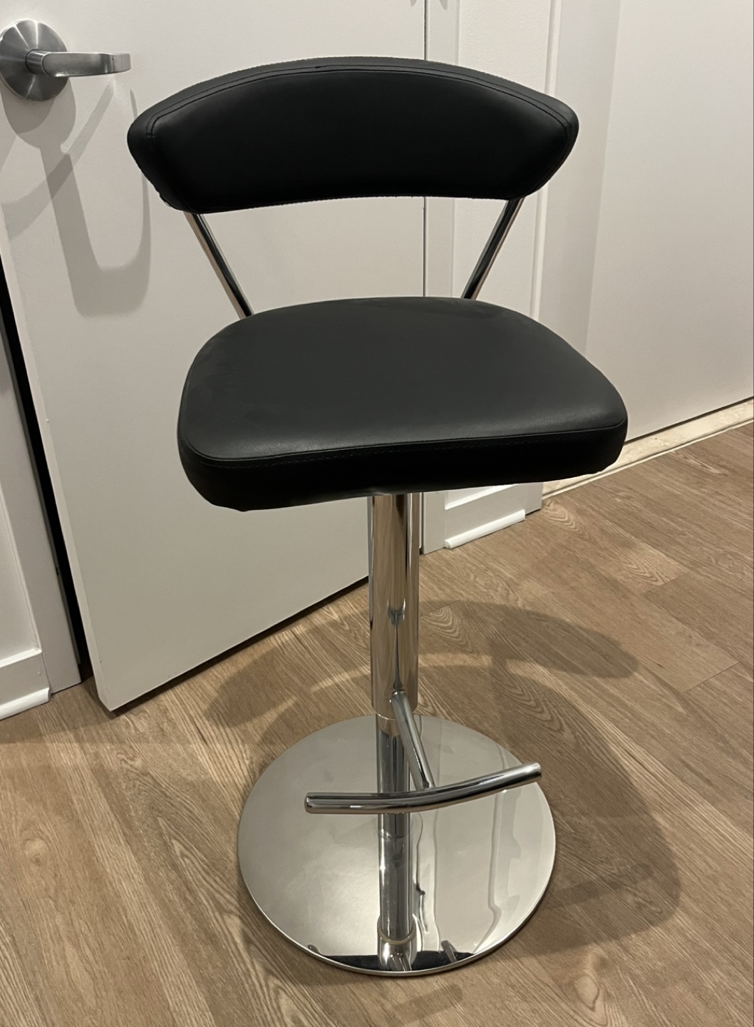 Black and Chrome Adjustable Bar Stool x2