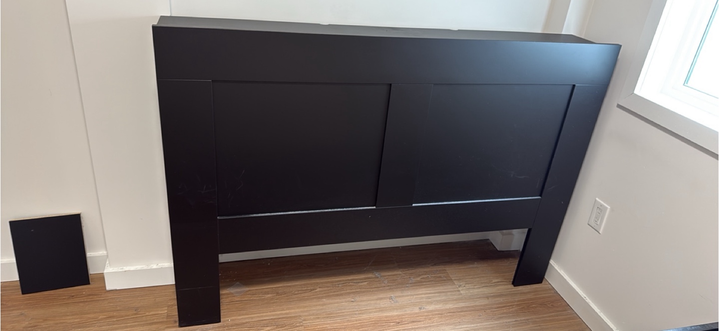 IKEA MALM Black-Brown Queen Bed Frame with Headboard and Storage
