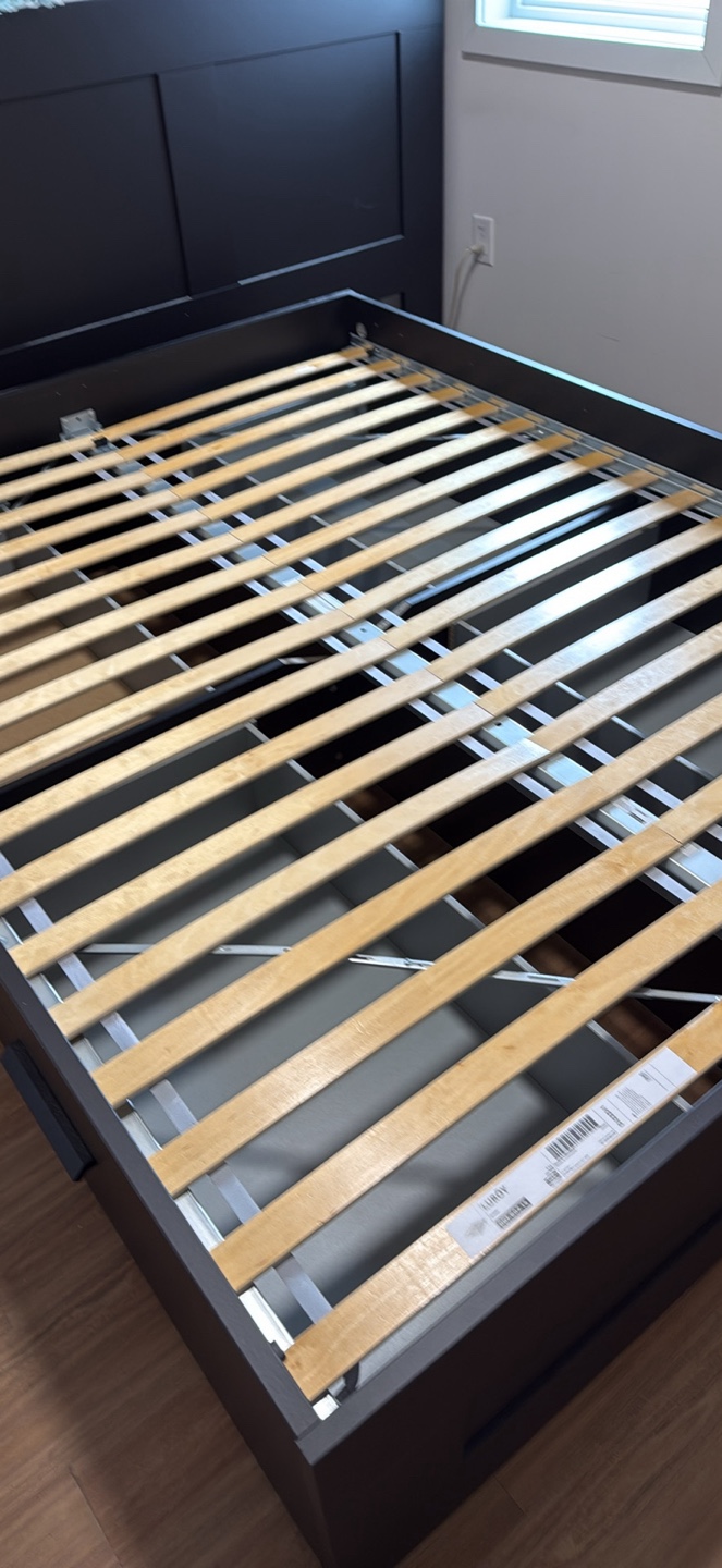 IKEA MALM Black-Brown Queen Bed Frame with Headboard and Storage - photo 3