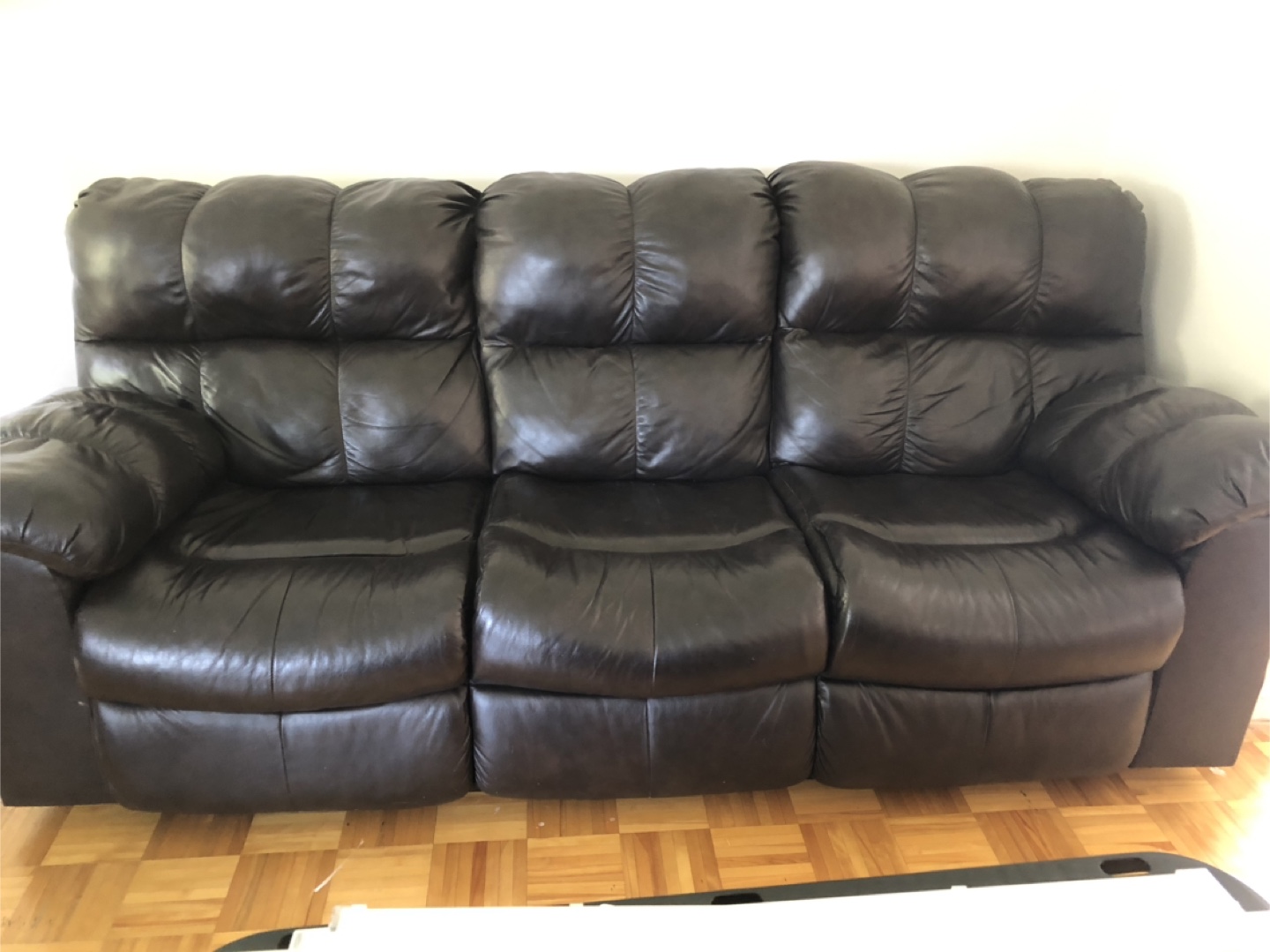 Brown Leather Reclining Sofa - photo 4