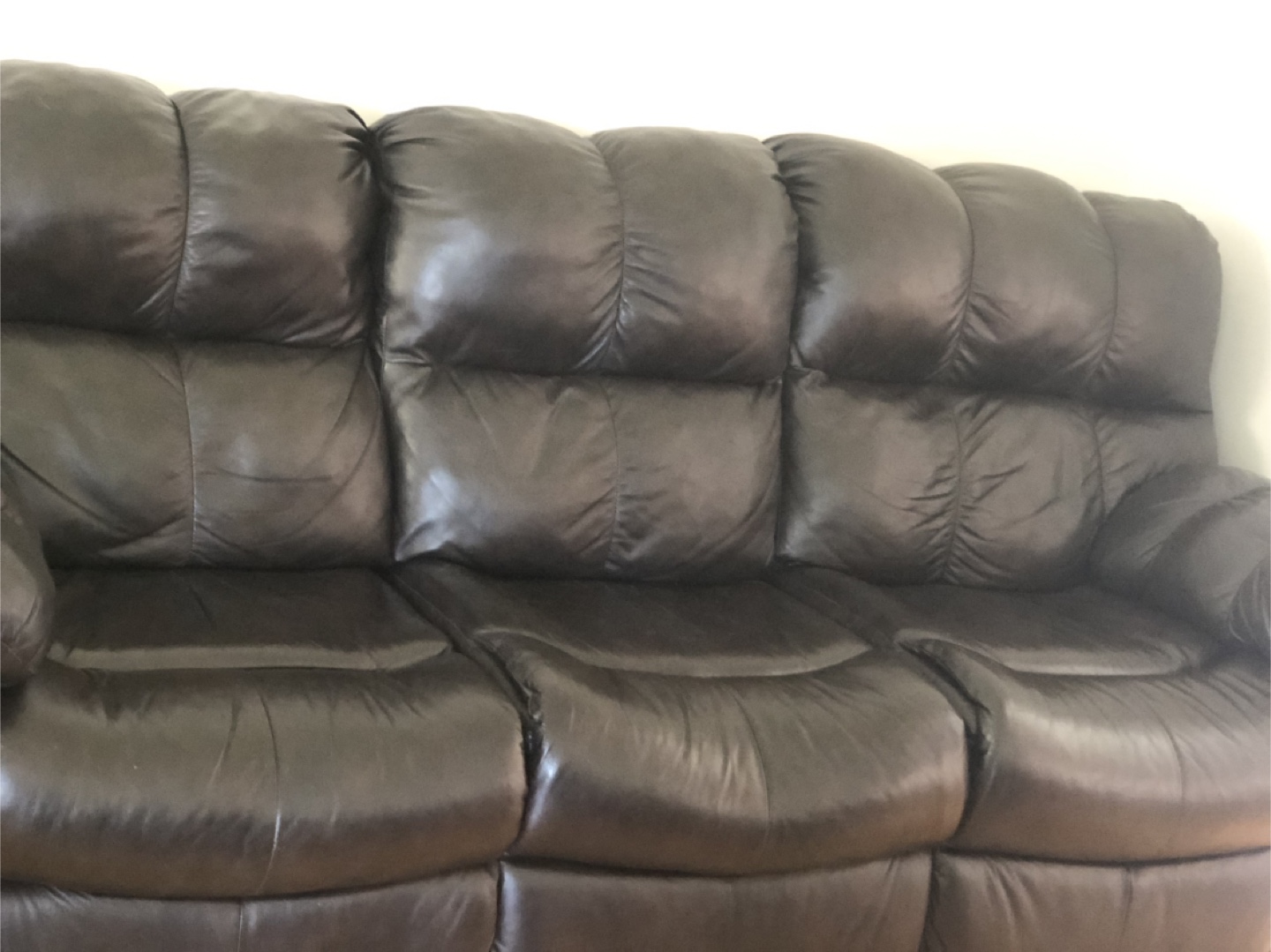 Brown Leather Reclining Sofa - photo 2